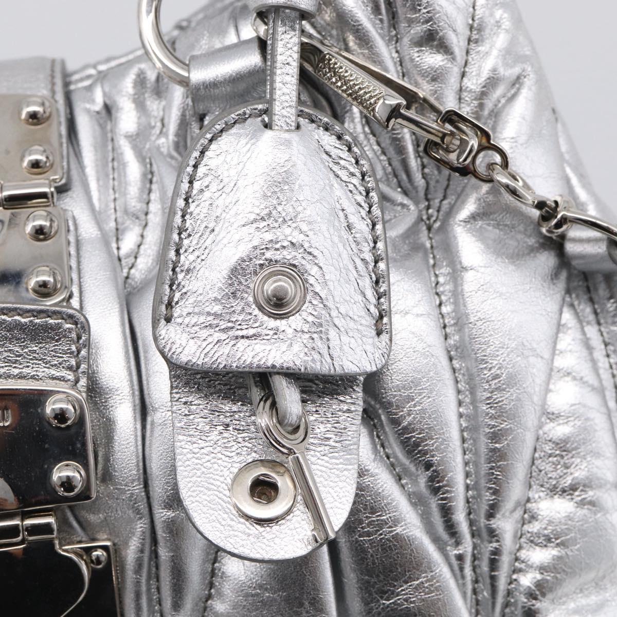 Miu Miu Matelasse Hand Bag Leather 2way Silver Auth 212424SAM