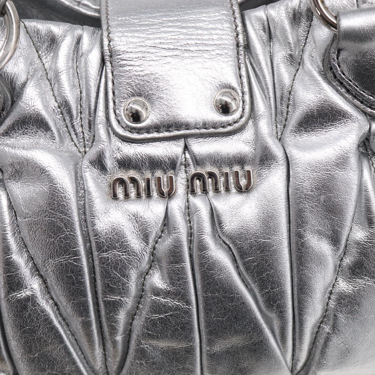 Miu Miu Matelasse Hand Bag Leather 2way Silver Auth 212424SAM