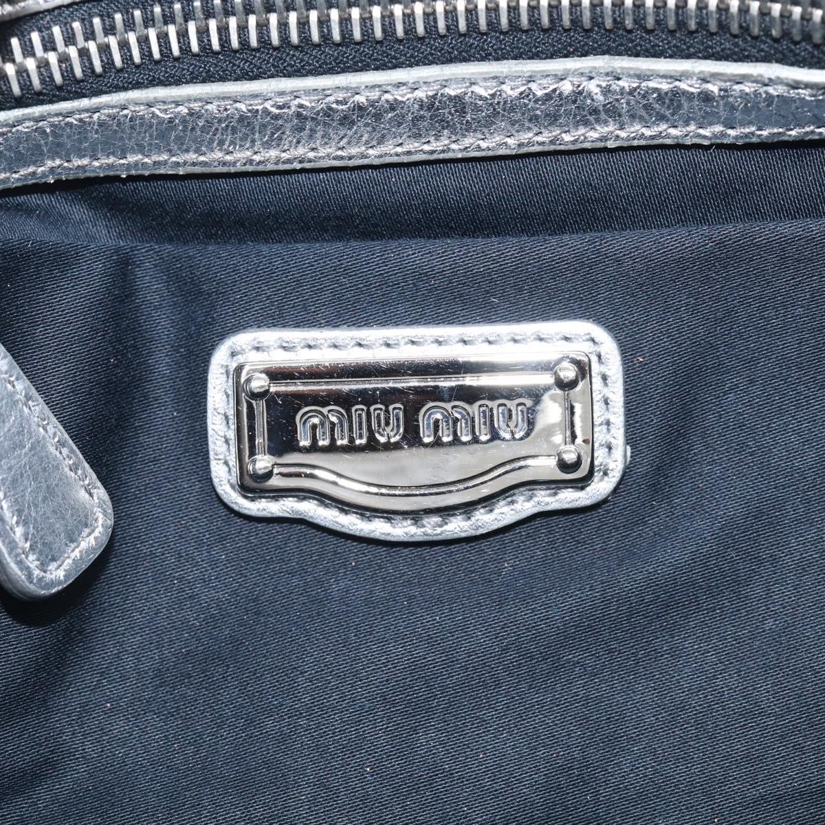 Miu Miu Matelasse Hand Bag Leather 2way Silver Auth 212424SAM