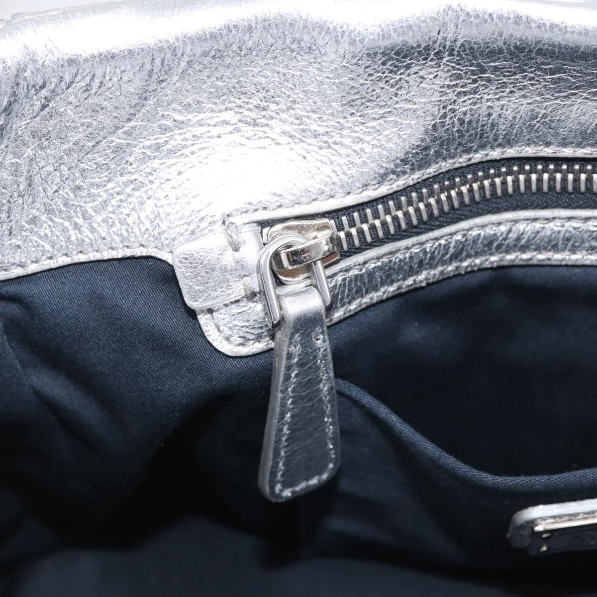 Miu Miu Matelasse Hand Bag Leather 2way Silver Auth 212424SAM