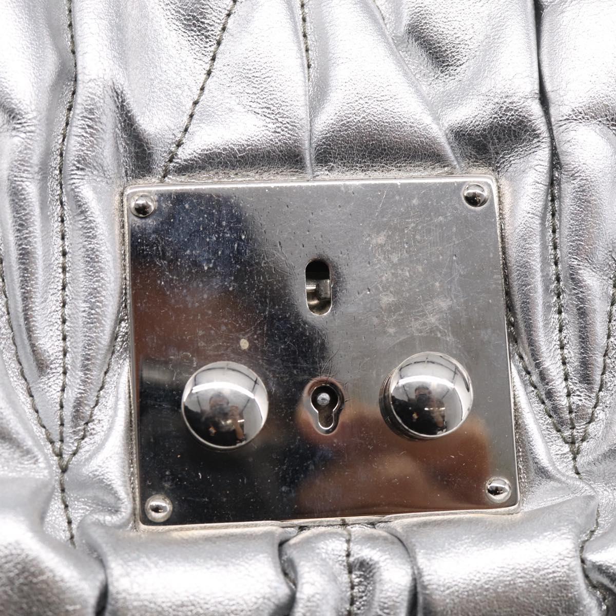 Miu Miu Matelasse Hand Bag Leather 2way Silver Auth 212424SAM