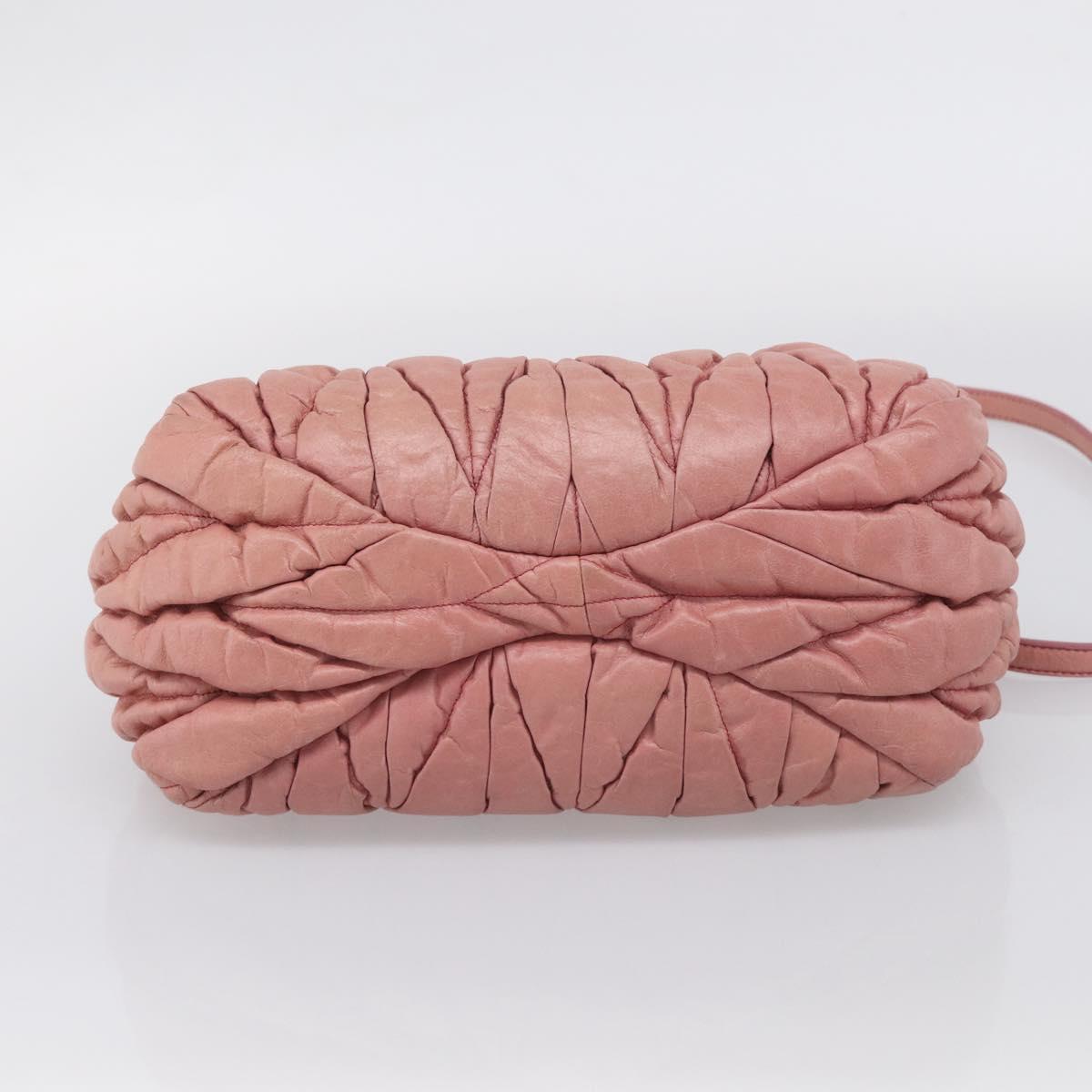 Miu Miu Matelasse Hand Bag Leather 2way Pink Gold Auth 212425A