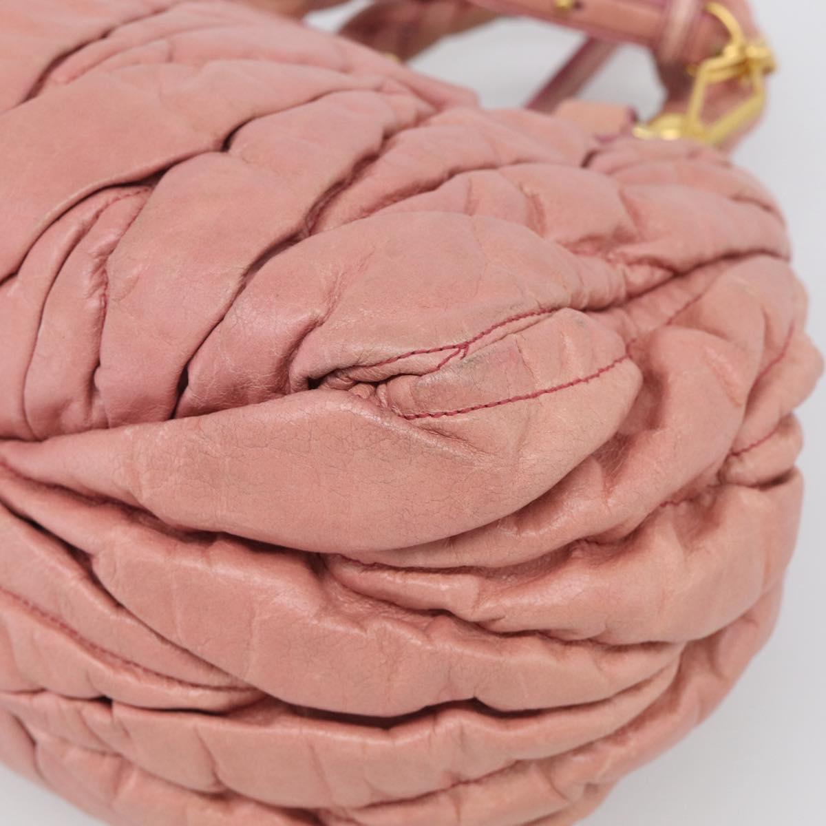 Miu Miu Matelasse Hand Bag Leather 2way Pink Gold Auth 212425A