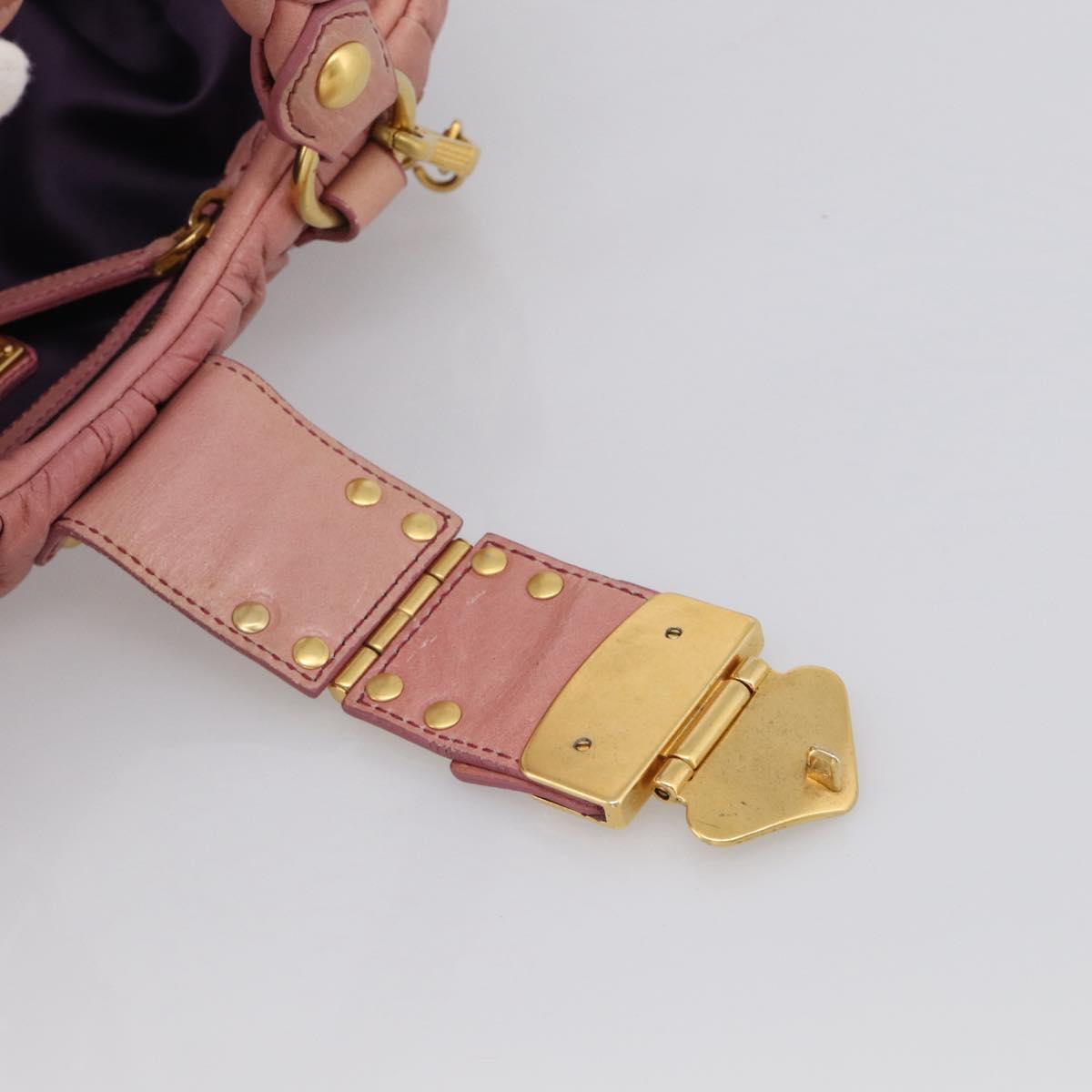 Miu Miu Matelasse Hand Bag Leather 2way Pink Gold Auth 212425A