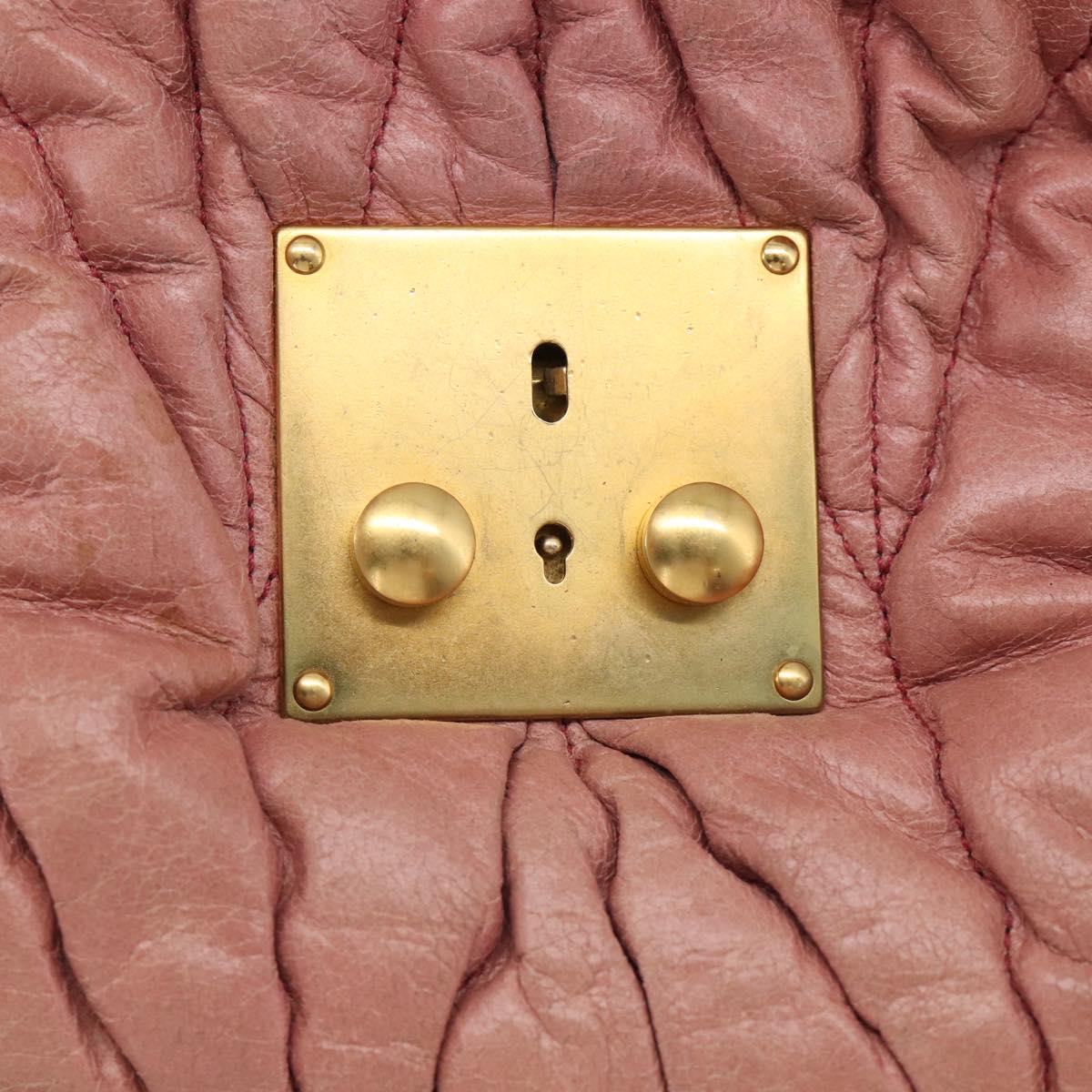 Miu Miu Matelasse Hand Bag Leather 2way Pink Gold Auth 212425A