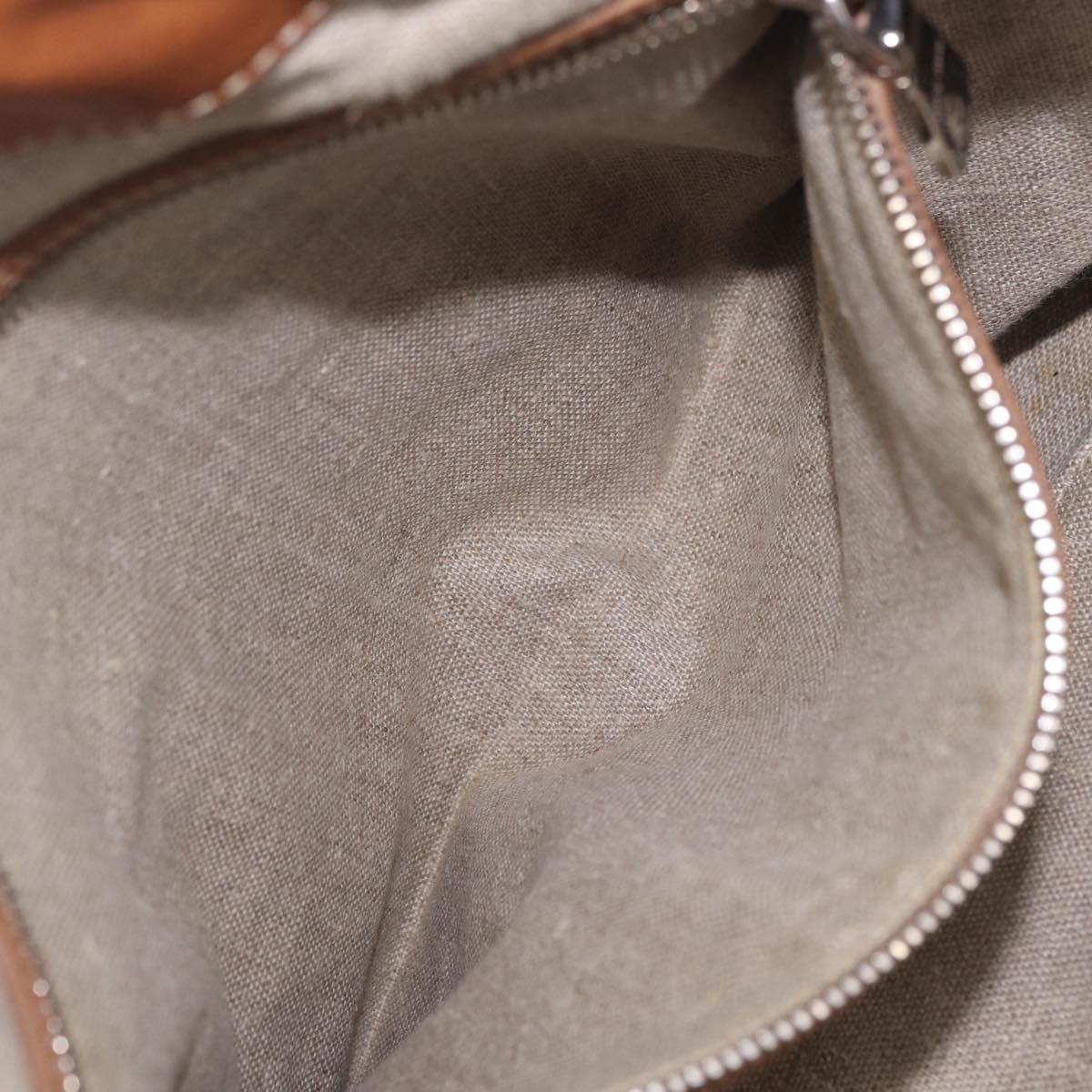 Miu Miu Hand Bag leather Straw 2way Beige Silver Auth 212426M