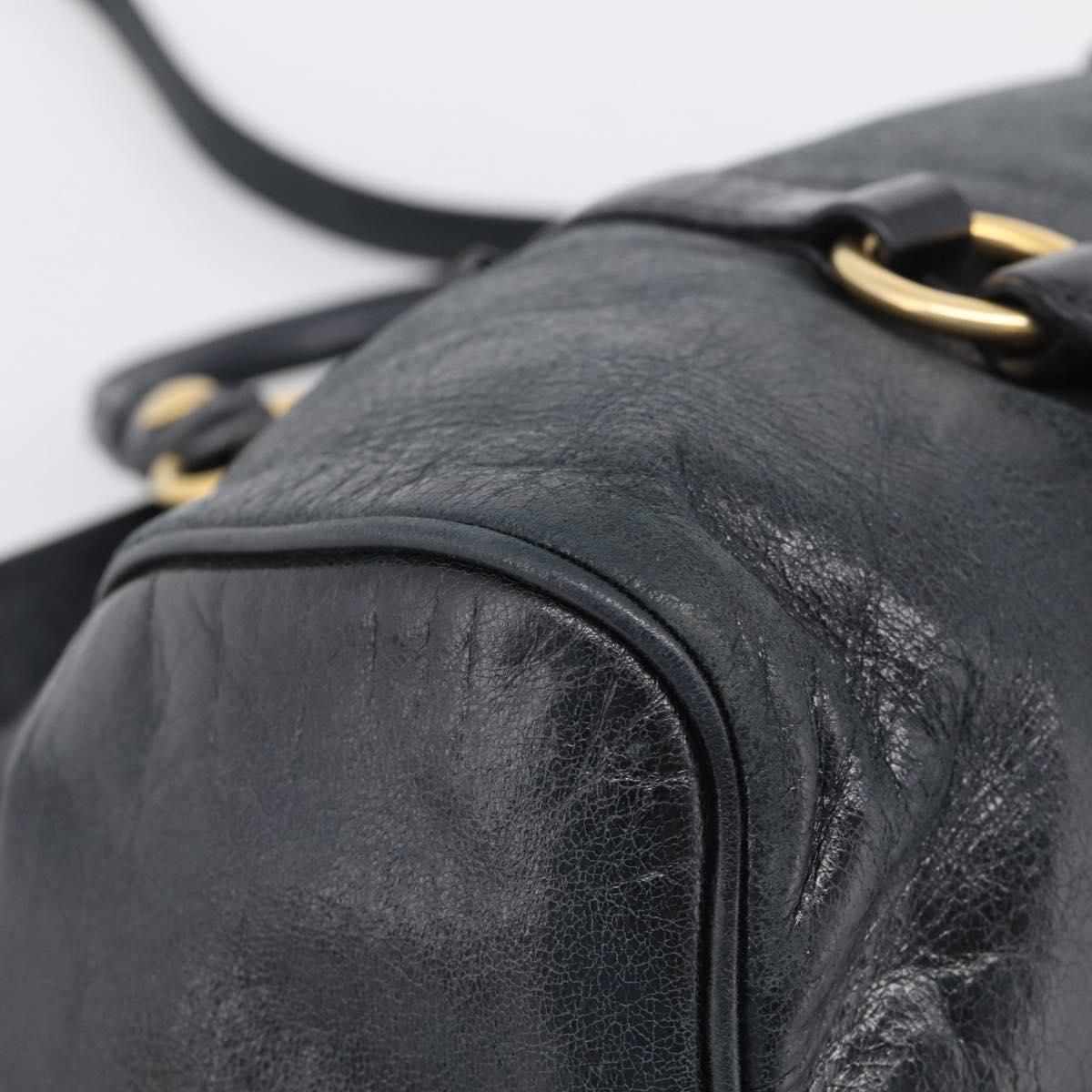 Miu Miu Hand Bag Leather 2way Black Gold Auth 212428M