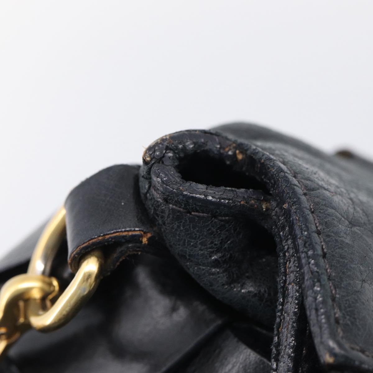 Miu Miu Hand Bag Leather 2way Black Gold Auth 212428M