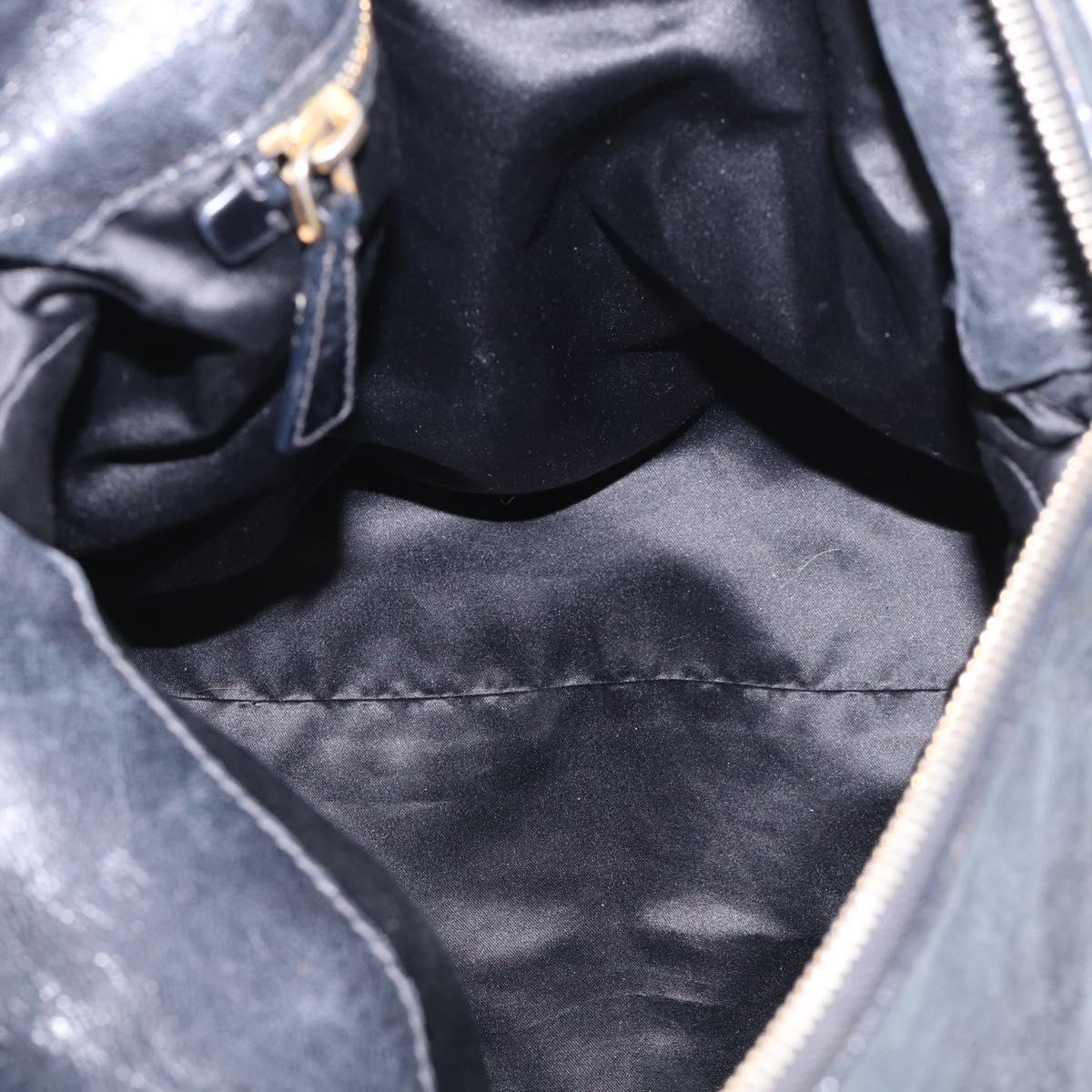 Miu Miu Hand Bag Leather 2way Black Gold Auth 212428M