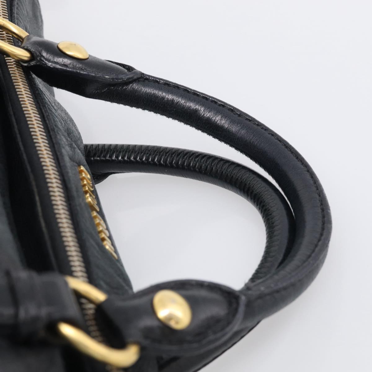 Miu Miu Hand Bag Leather 2way Black Gold Auth 212428M