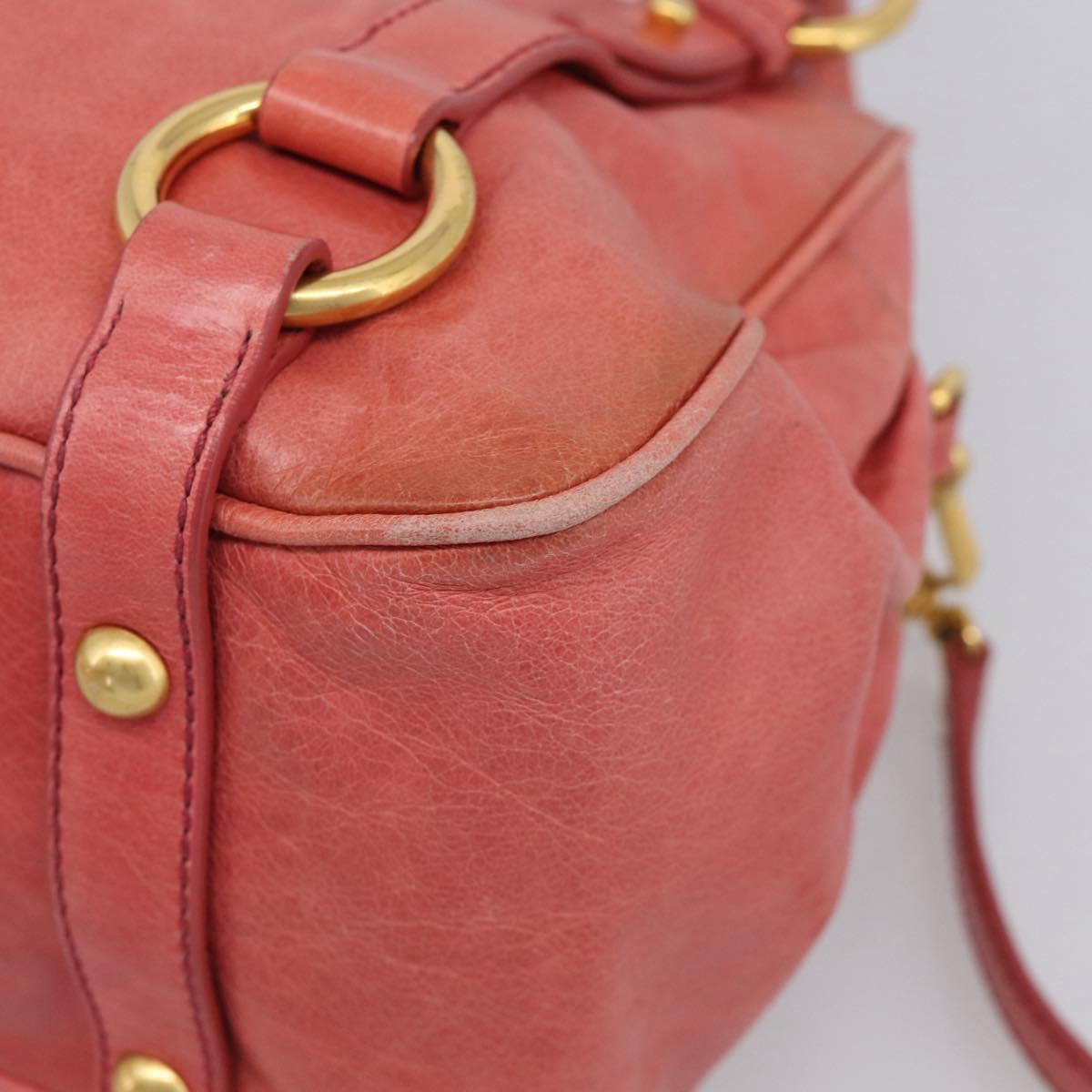 Miu Miu Hand Bag Leather 2way Pink Gold Auth 212429M