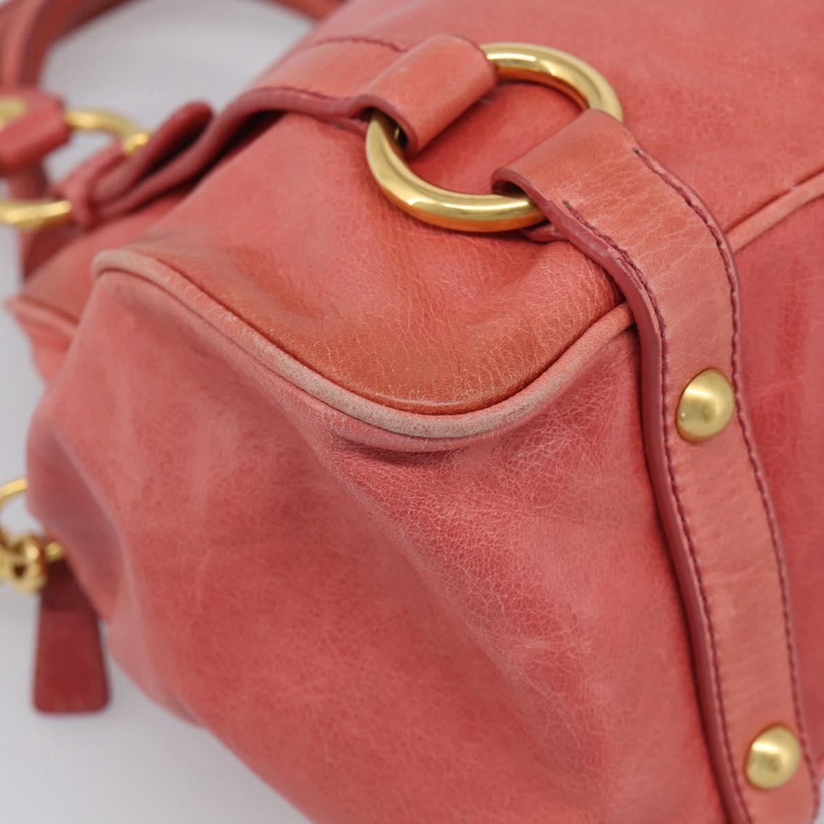 Miu Miu Hand Bag Leather 2way Pink Gold Auth 212429M