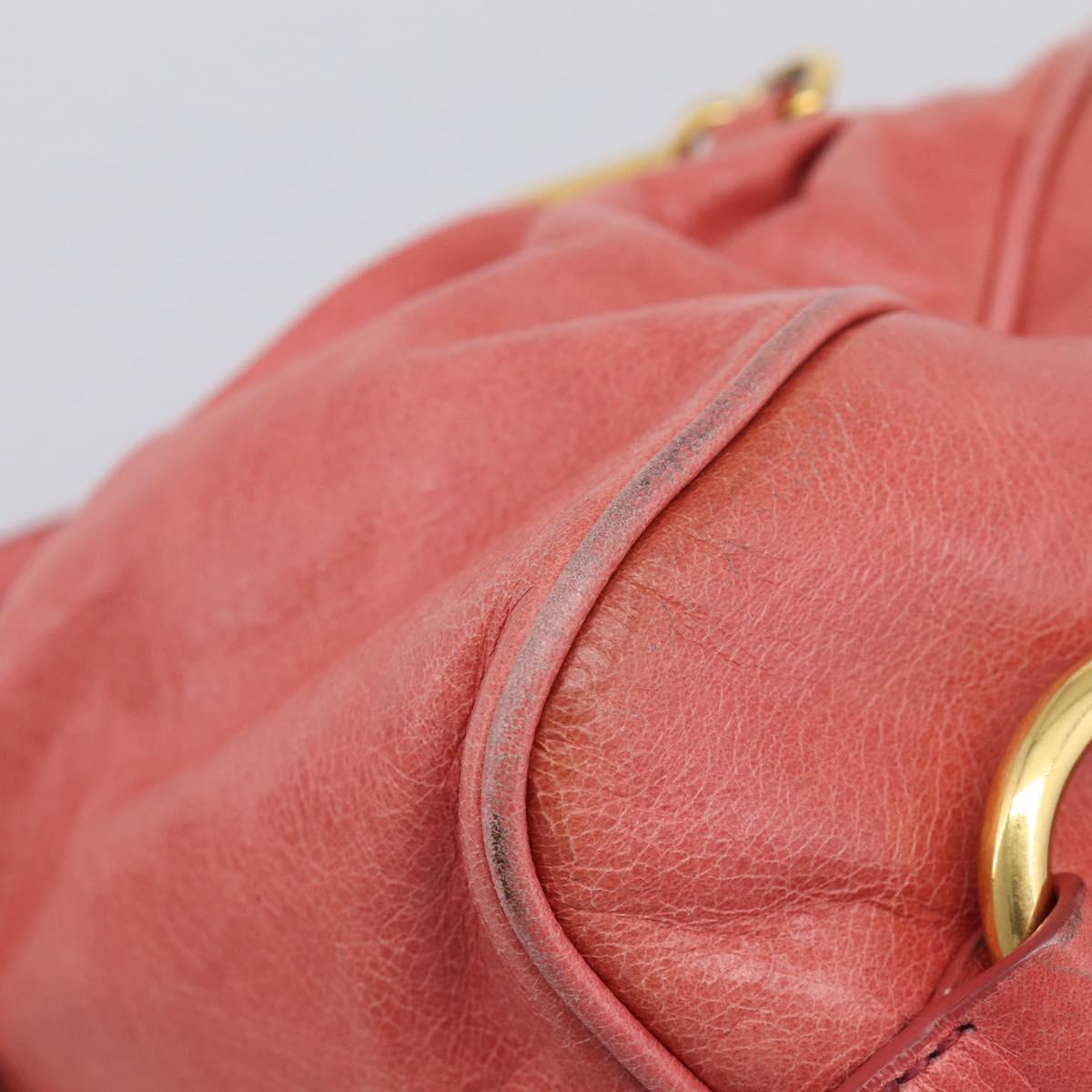 Miu Miu Hand Bag Leather 2way Pink Gold Auth 212429M