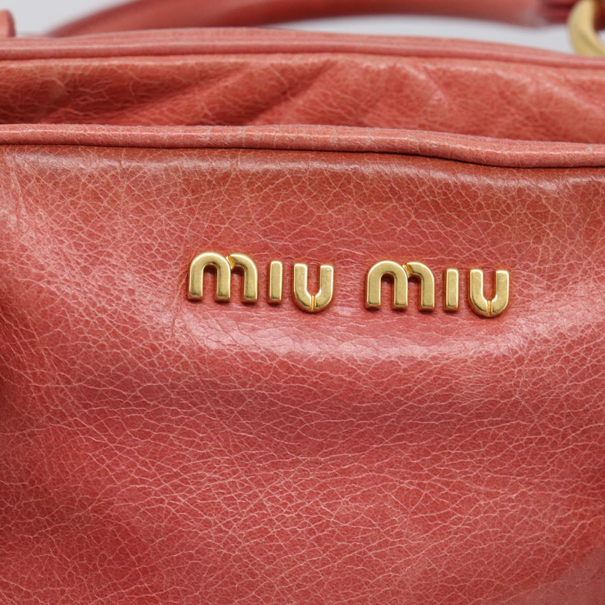 Miu Miu Hand Bag Leather 2way Pink Gold Auth 212429M