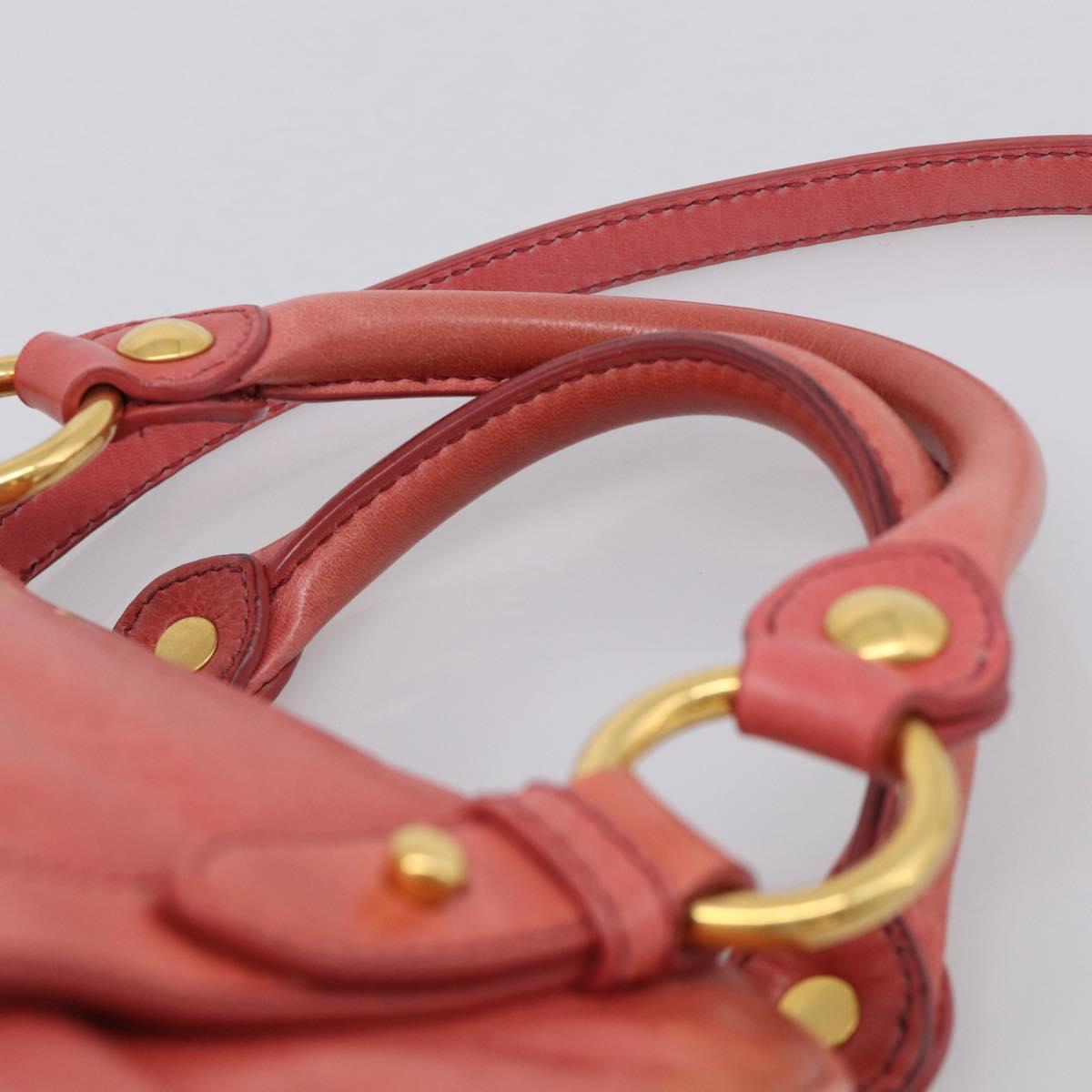 Miu Miu Hand Bag Leather 2way Pink Gold Auth 212429M