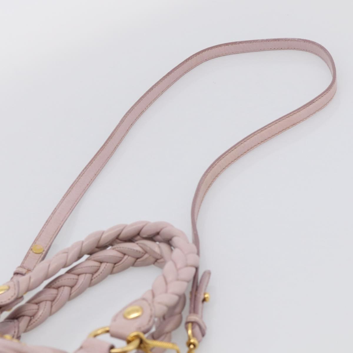 Miu Miu Matelasse Hand Bag Leather 2way Pink Gold Auth 212430A
