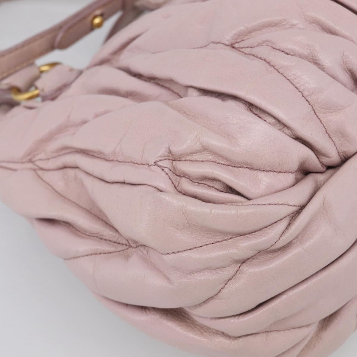 Miu Miu Matelasse Hand Bag Leather 2way Pink Gold Auth 212430A