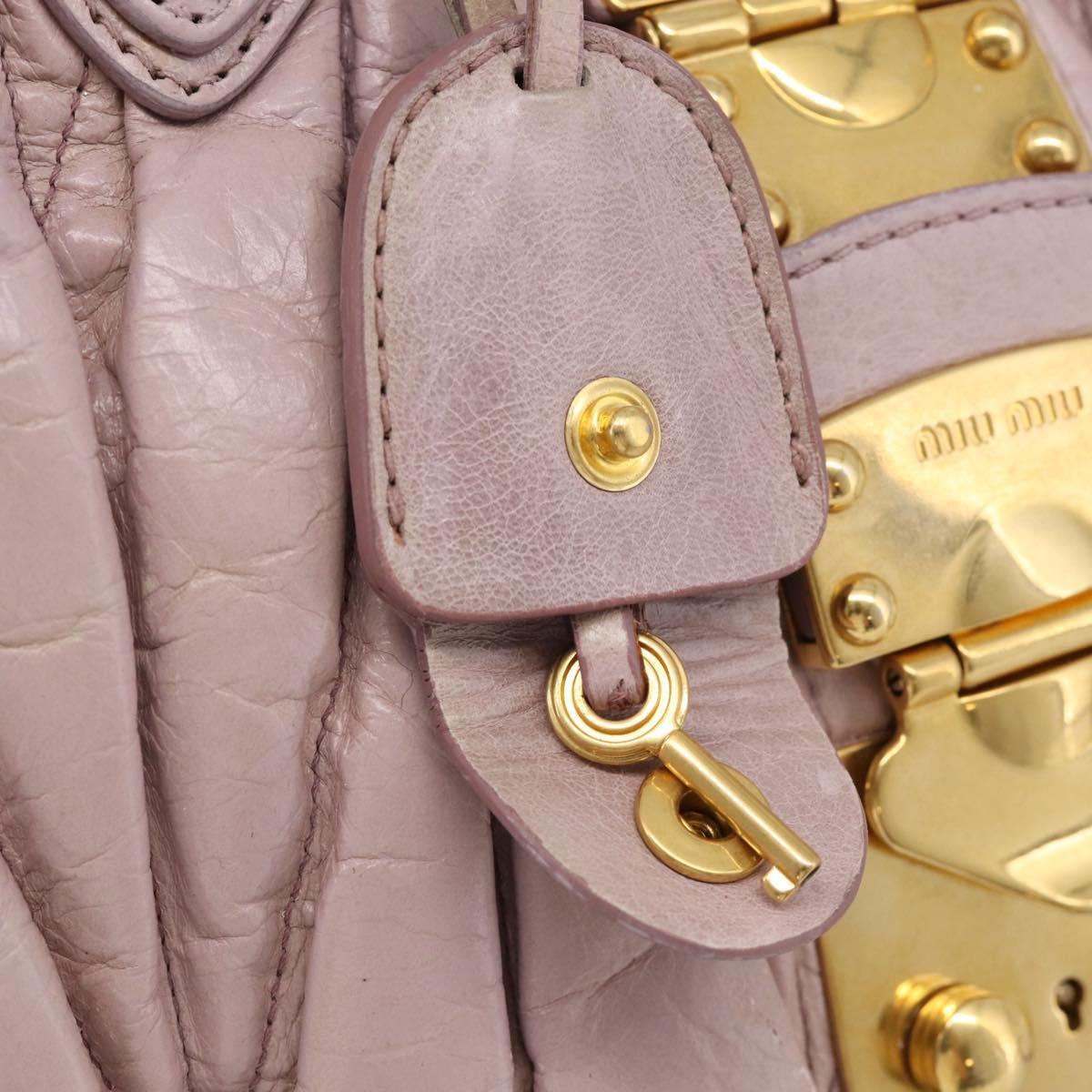 Miu Miu Matelasse Hand Bag Leather 2way Pink Gold Auth 212430A