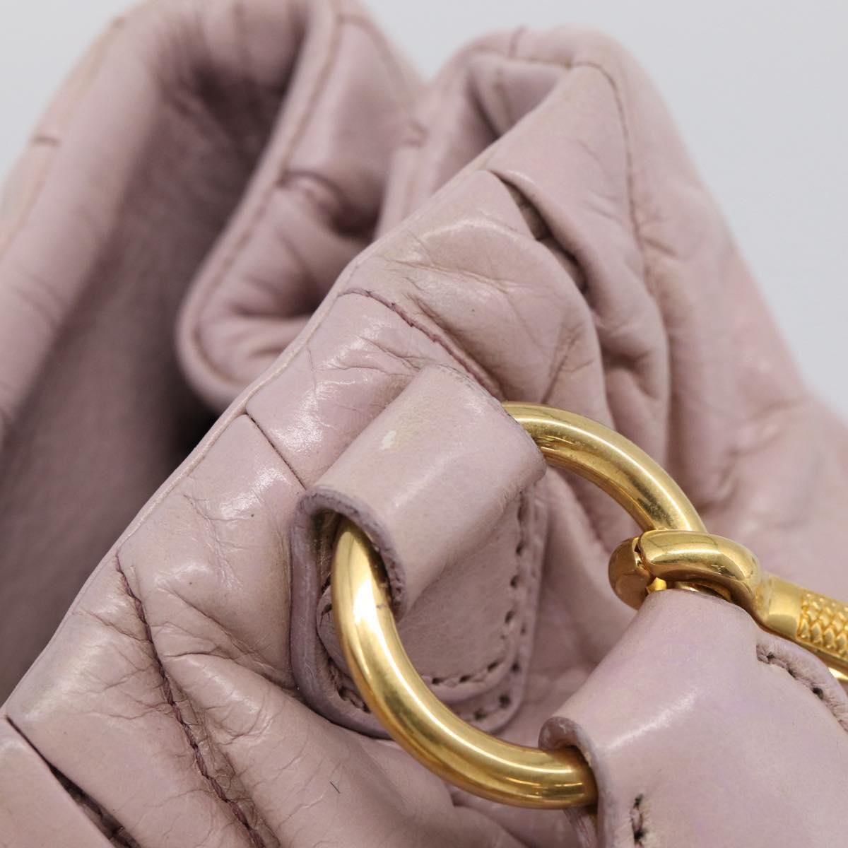 Miu Miu Matelasse Hand Bag Leather 2way Pink Gold Auth 212430A