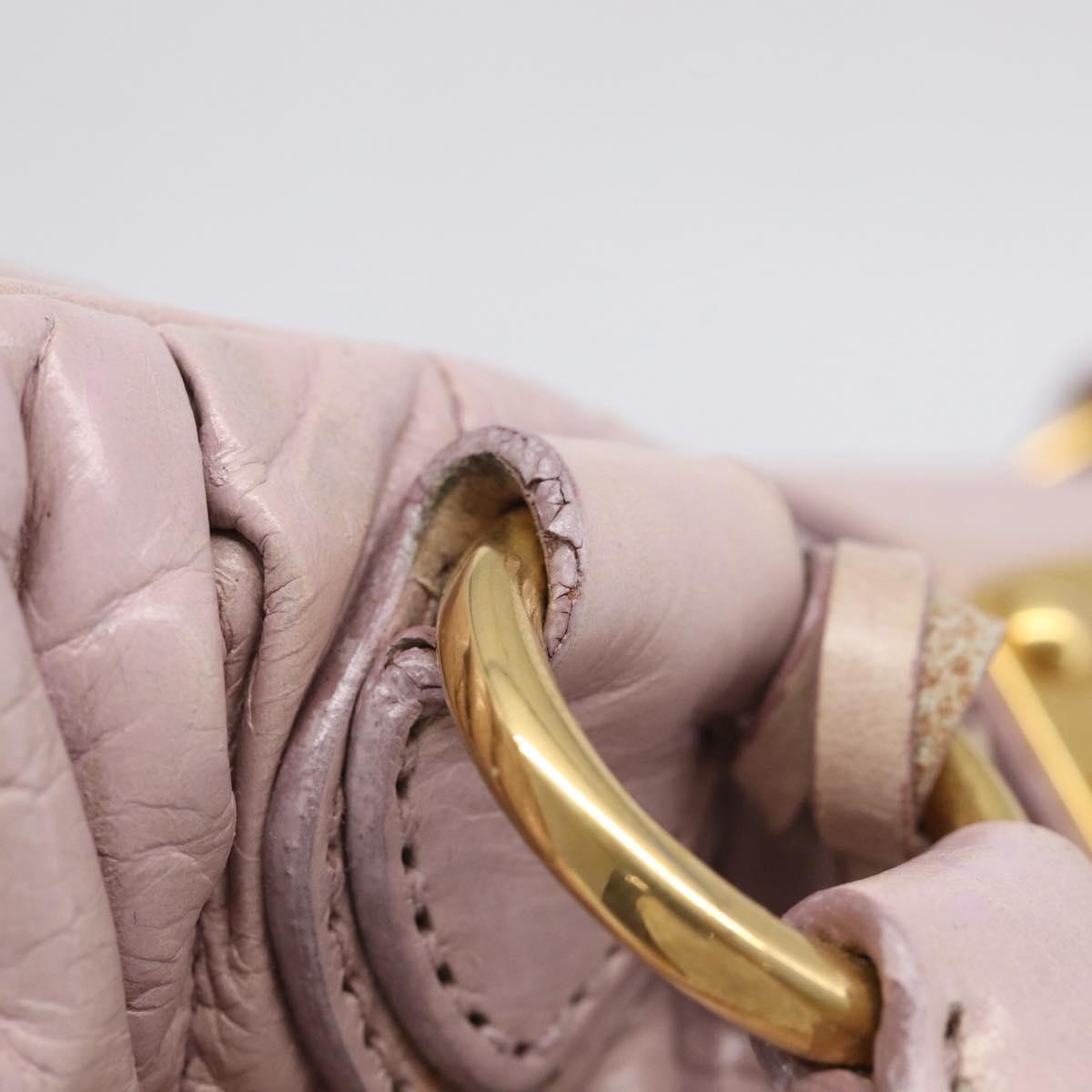 Miu Miu Matelasse Hand Bag Leather 2way Pink Gold Auth 212430A