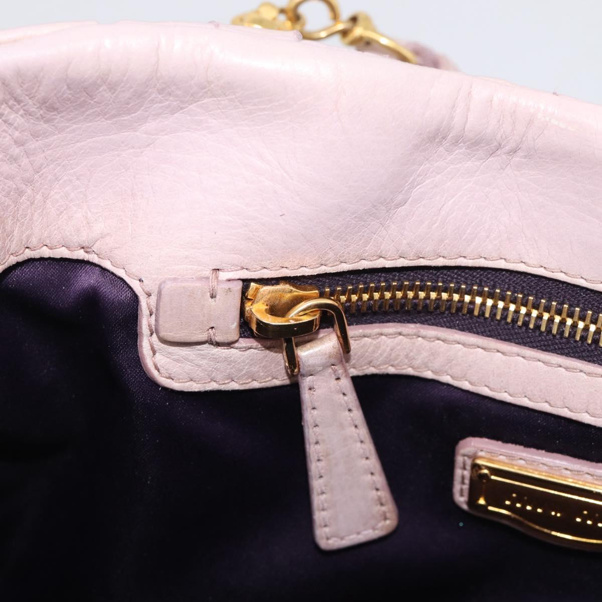 Miu Miu Matelasse Hand Bag Leather 2way Pink Gold Auth 212430A