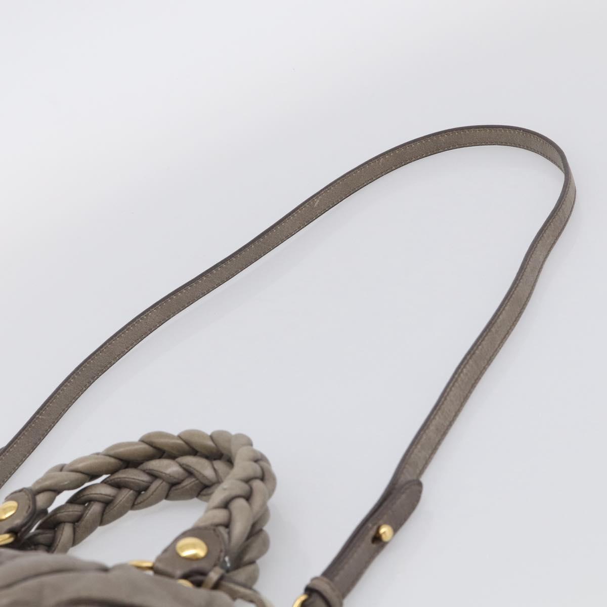 Miu Miu Matelasse Hand Bag Leather 2way Gray Gold Auth 212432M