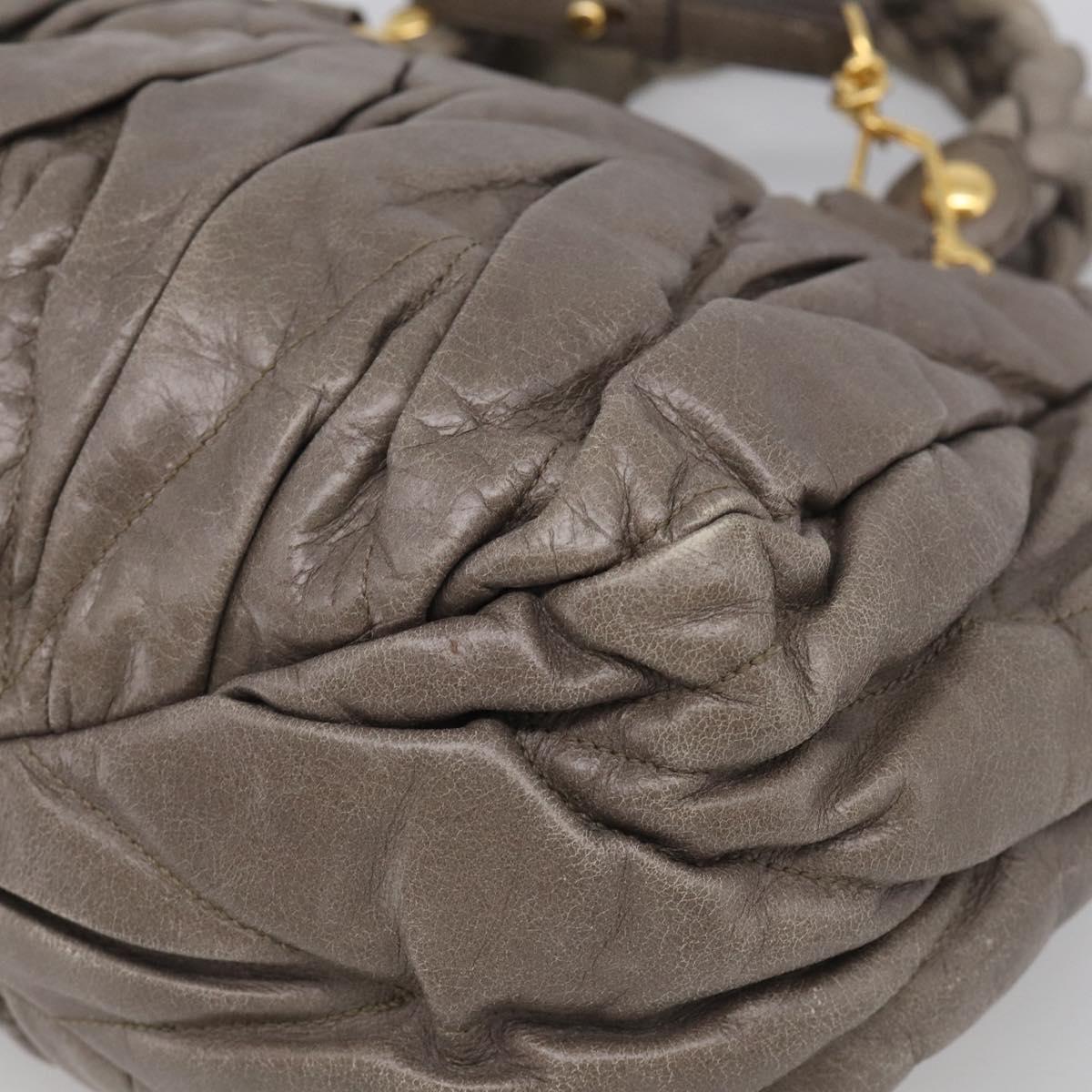 Miu Miu Matelasse Hand Bag Leather 2way Gray Gold Auth 212432M