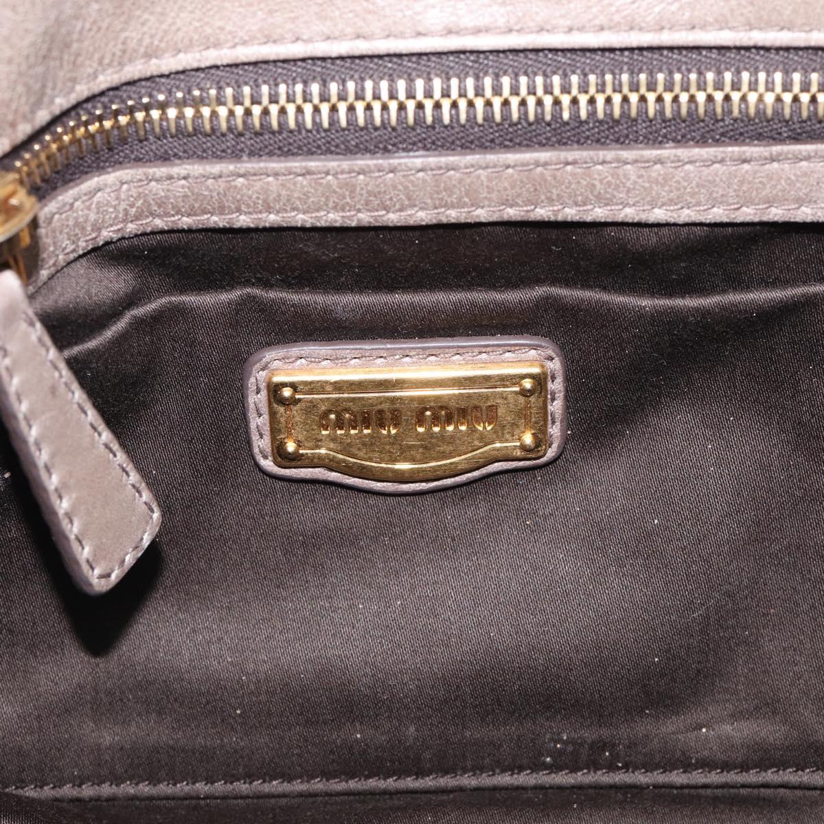 Miu Miu Matelasse Hand Bag Leather 2way Gray Gold Auth 212432M