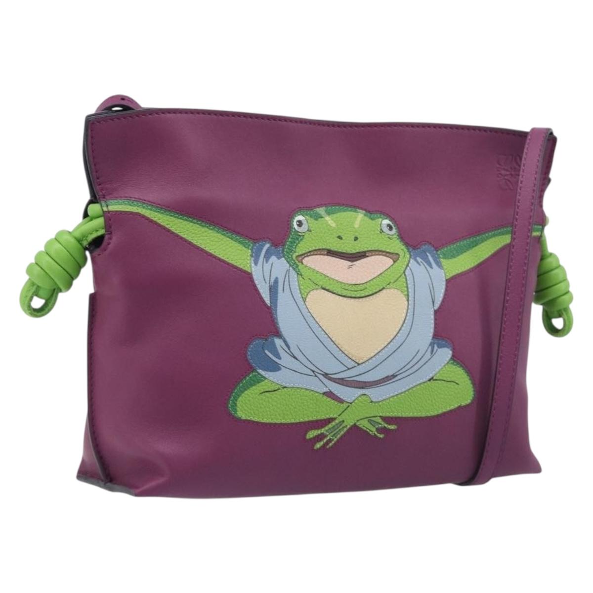 LOEWE × Studio Ghibli flamenco Shoulder Bag Leather Purple Auth 212433SM