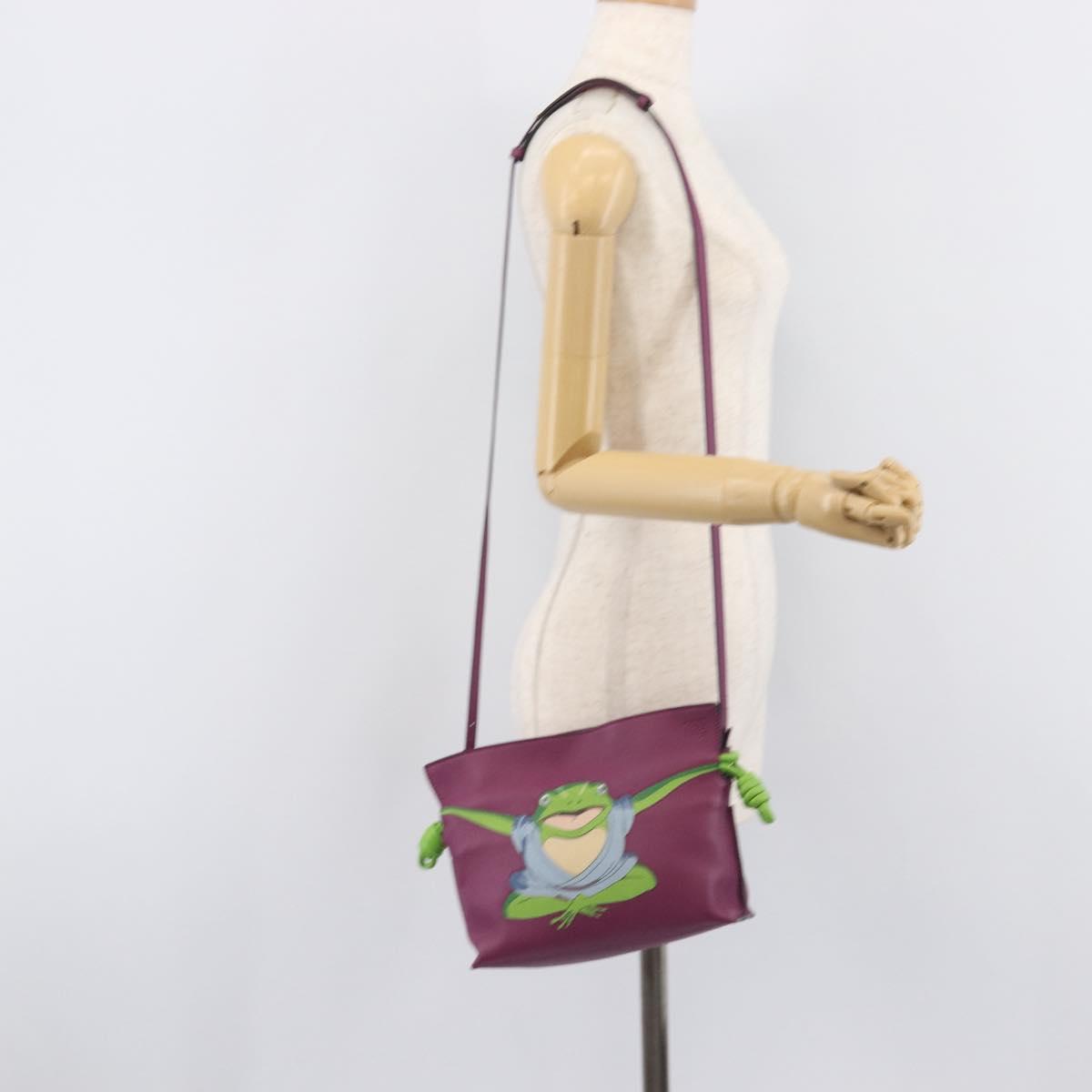 LOEWE × Studio Ghibli flamenco Shoulder Bag Leather Purple Auth 212433SM