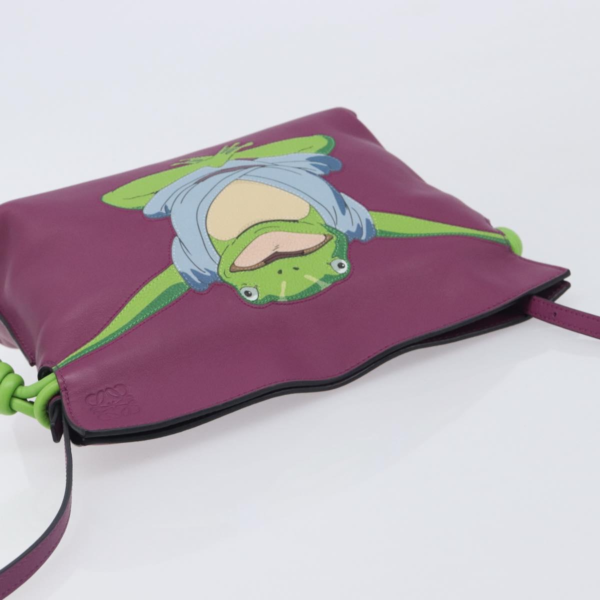 LOEWE × Studio Ghibli flamenco Shoulder Bag Leather Purple Auth 212433SM