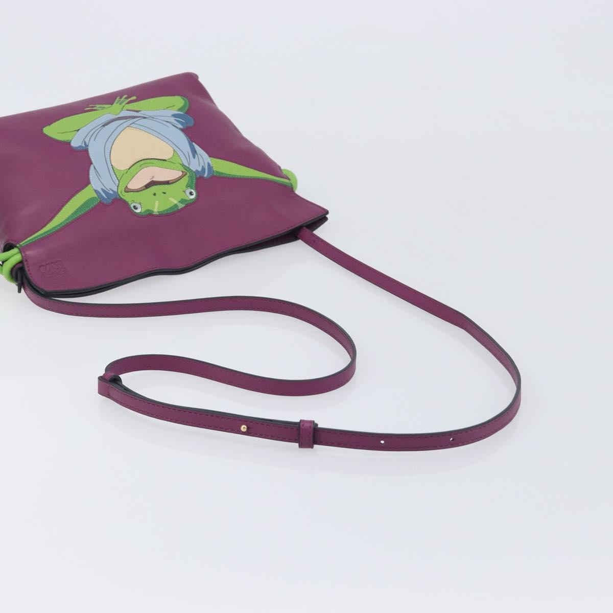 LOEWE × Studio Ghibli flamenco Shoulder Bag Leather Purple Auth 212433SM