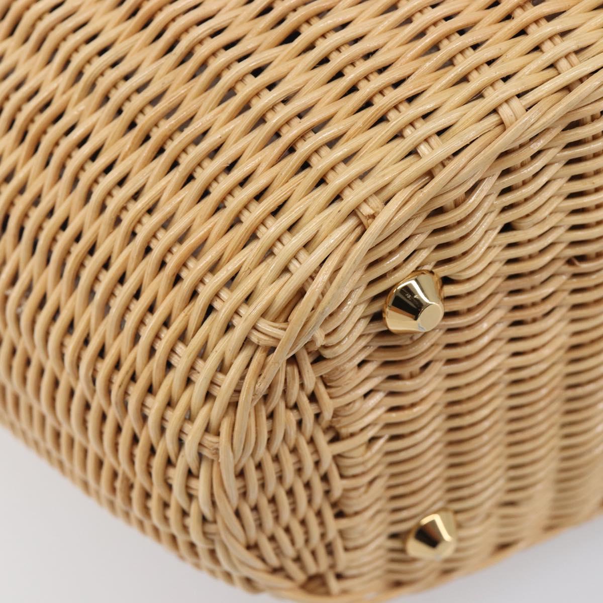 PRADA Hand Bag Raffia 2way Beige Gold Auth 212434SAM