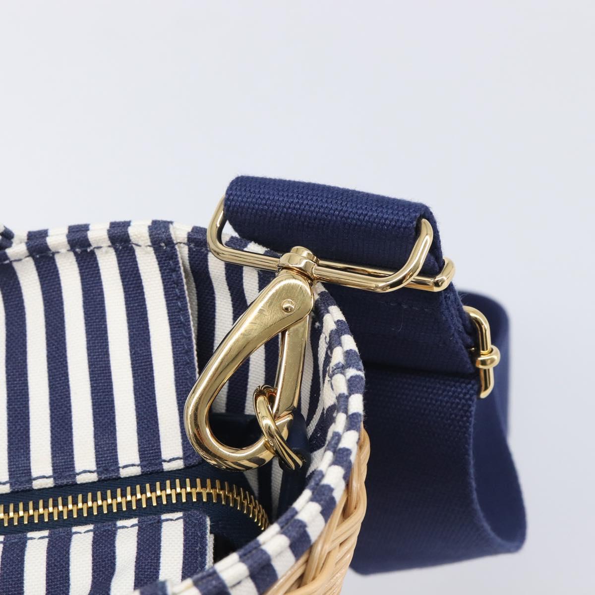 PRADA Hand Bag Raffia 2way Beige Gold Auth 212434SAM