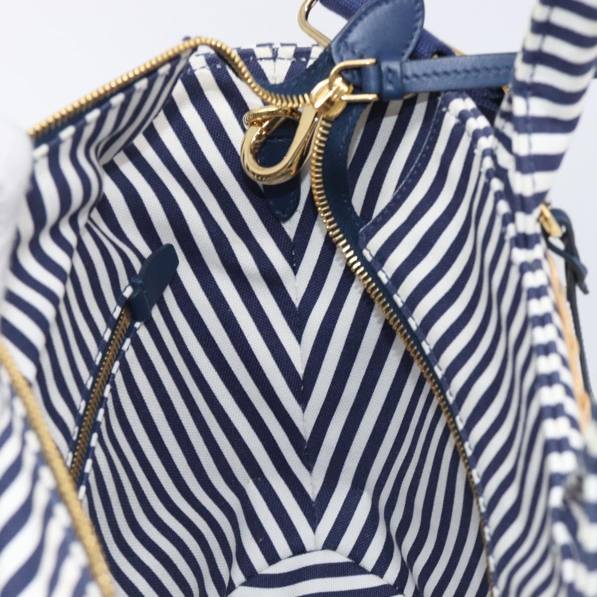 PRADA Hand Bag Raffia 2way Beige Gold Auth 212434SAM