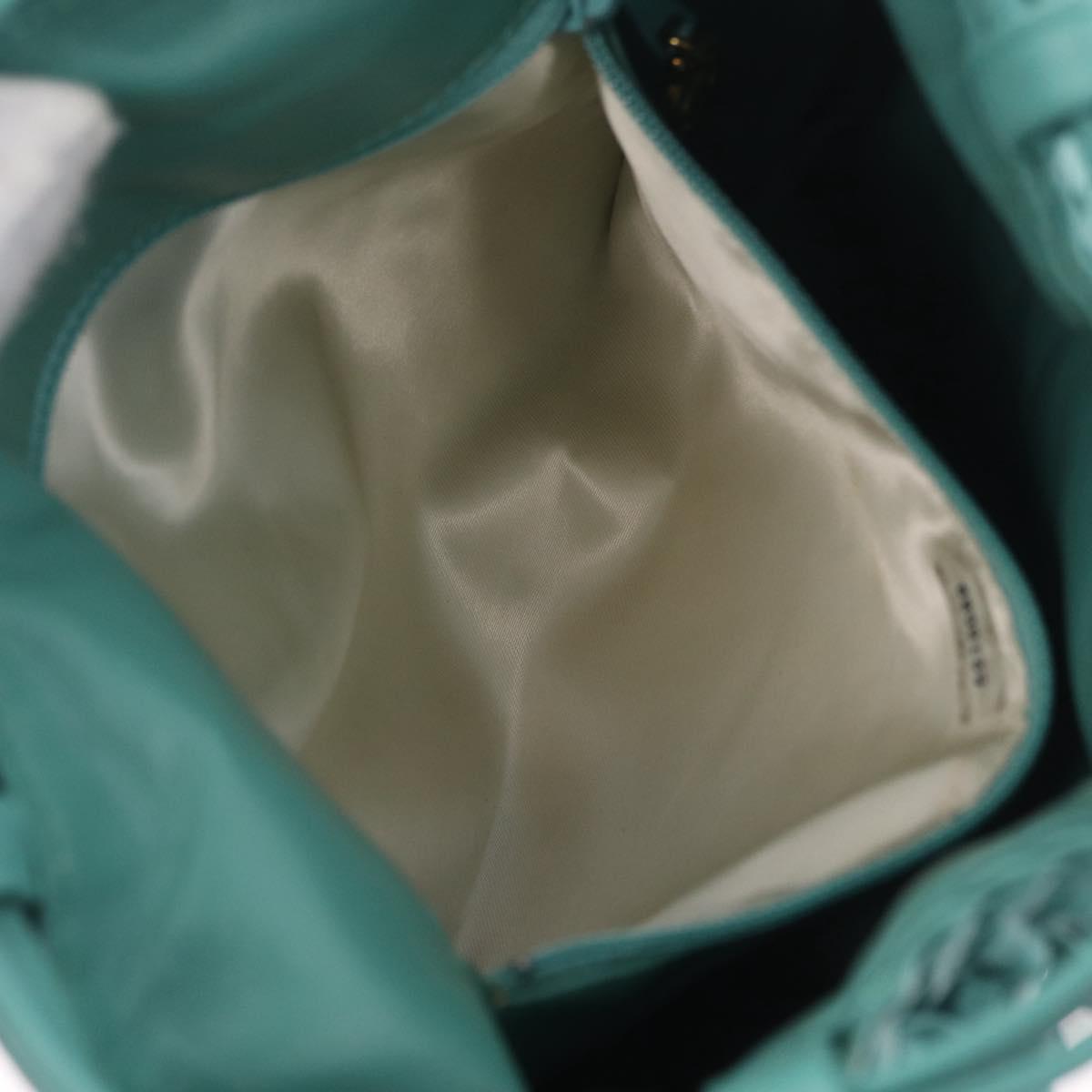CHANEL Drawstring Shoulder Bag Lamb Skin Green CC Auth 212436SM