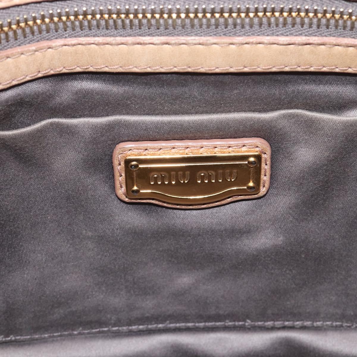Miu Miu Hand Bag Leather Beige Gold Auth 212440A