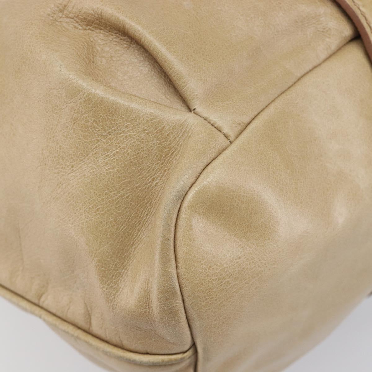 Miu Miu Hand Bag Leather 2way Beige Gold Auth 212441A