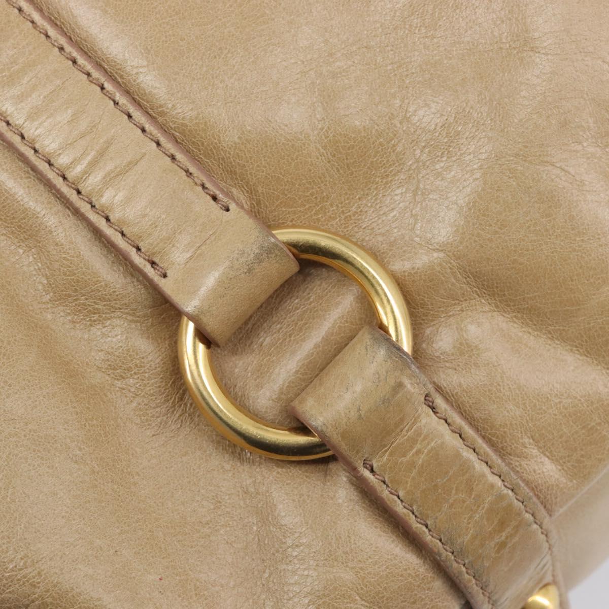 Miu Miu Hand Bag Leather 2way Beige Gold Auth 212441A