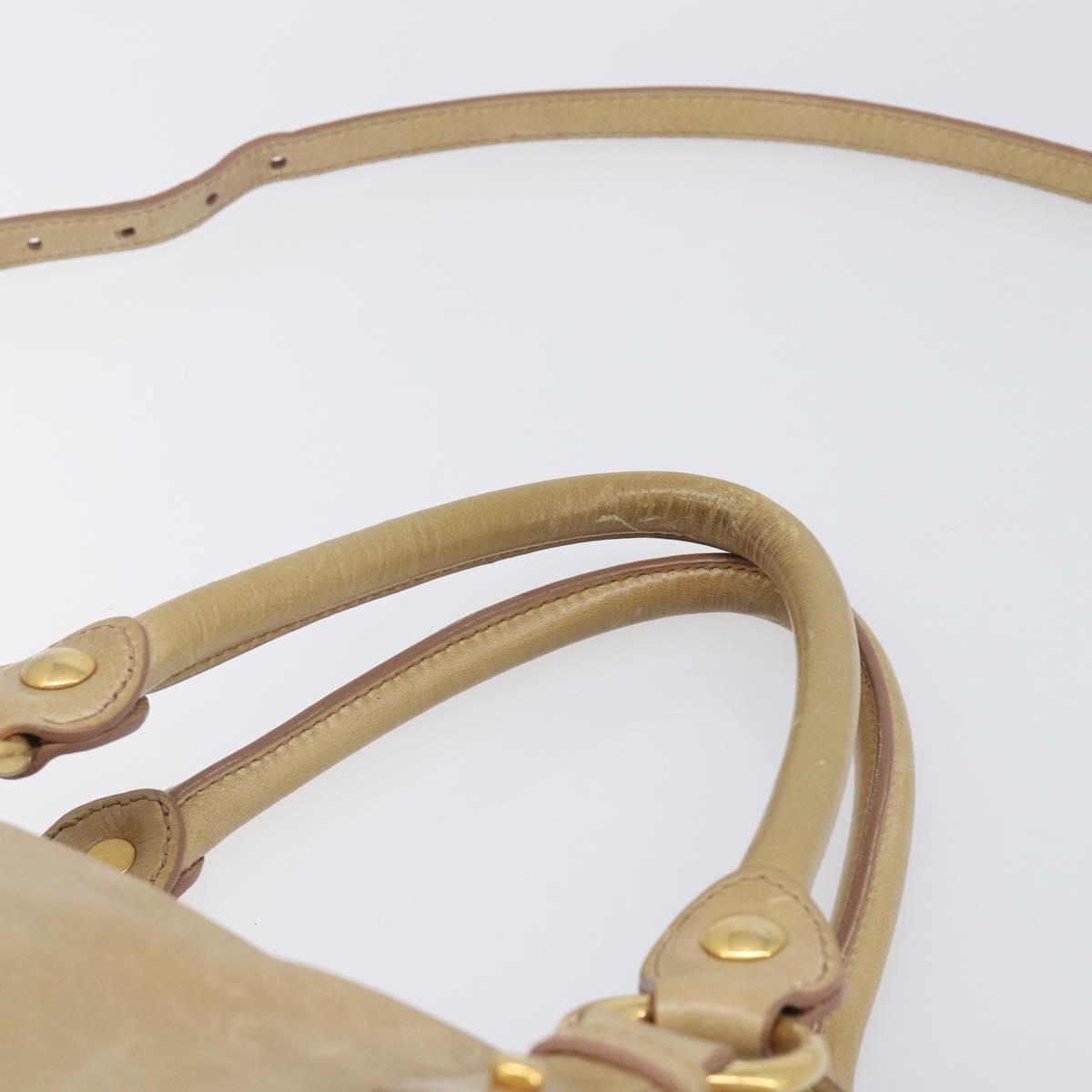Miu Miu Hand Bag Leather 2way Beige Gold Auth 212441A