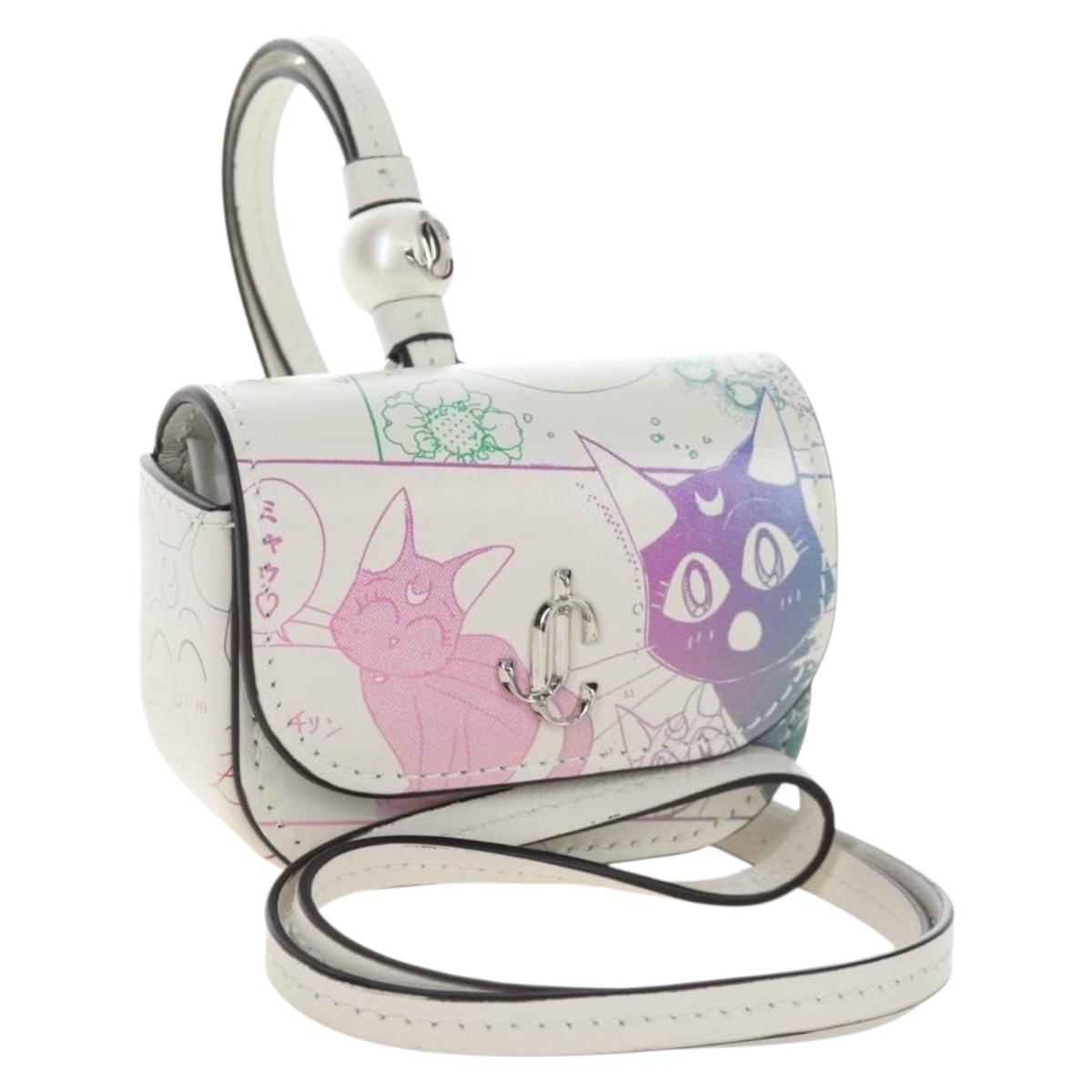 Jimmy Choo AirPods Case Luna Artemis Diana Leather White Auth 212442SM