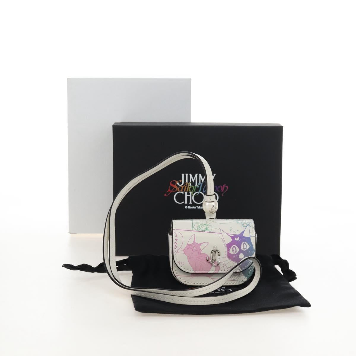 Jimmy Choo AirPods Case Luna Artemis Diana Leather White Auth 212442SM