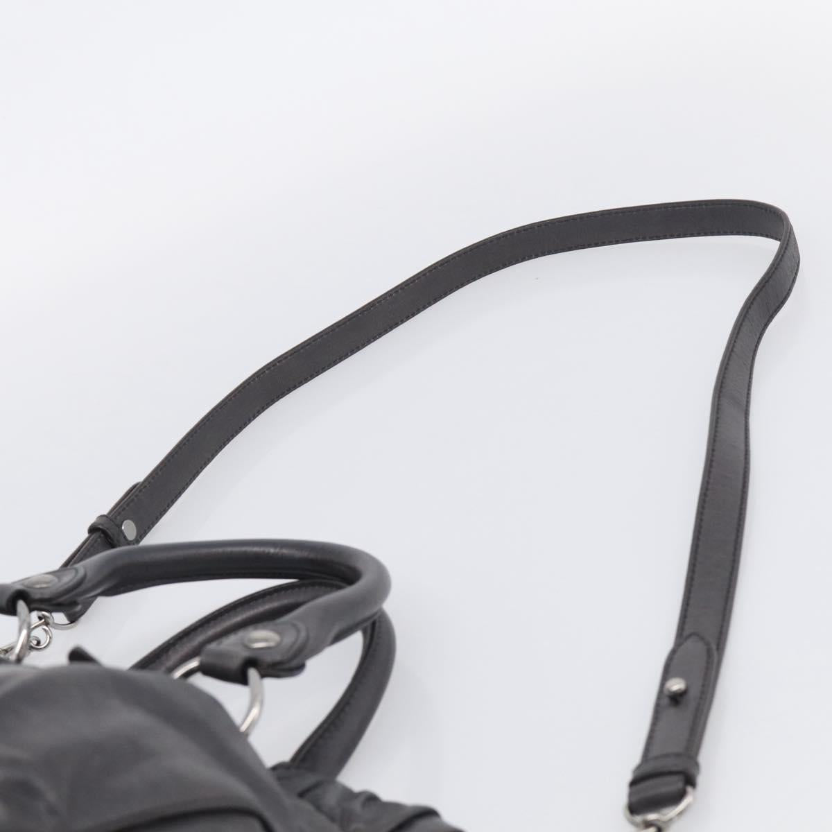 Miu Miu Hand Bag Leather 2way Gray Silver Auth 212444M