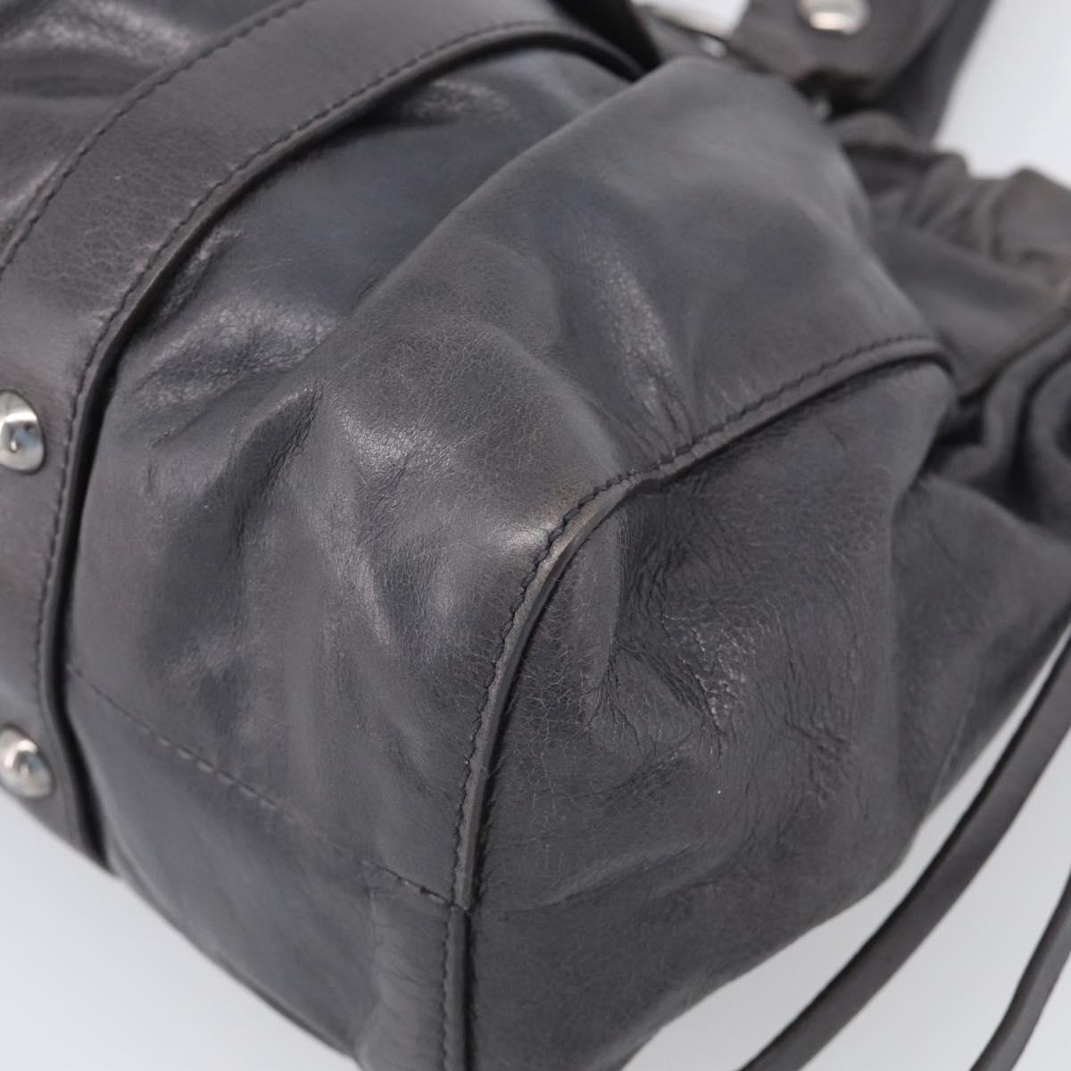 Miu Miu Hand Bag Leather 2way Gray Silver Auth 212444M