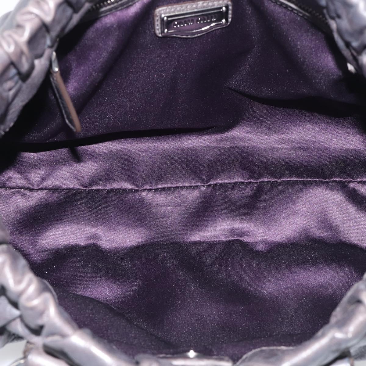 Miu Miu Hand Bag Leather 2way Gray Silver Auth 212444M