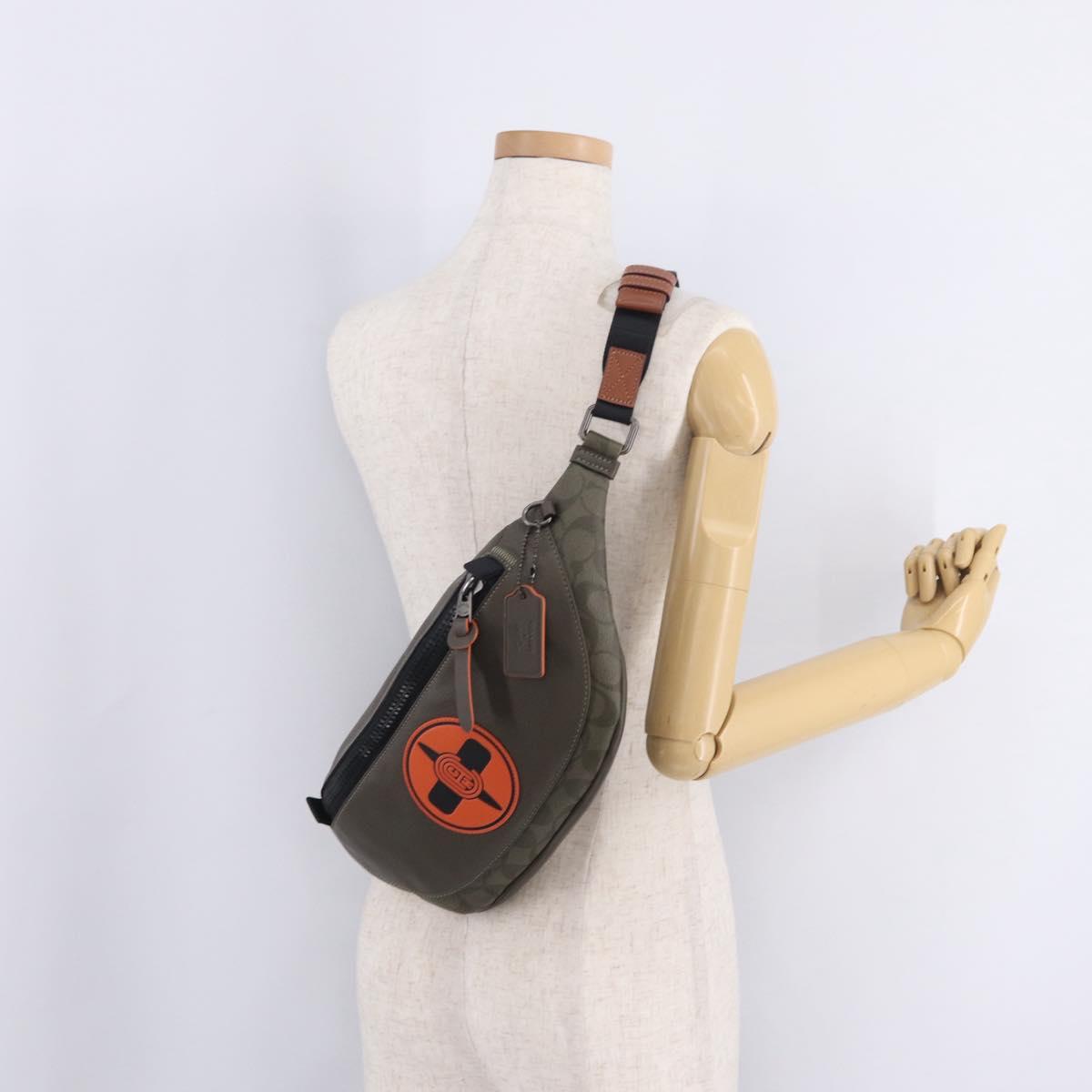 Coach x Michael B. Jordan × NARUTO Waist bag Leather Khaki Auth 212445M