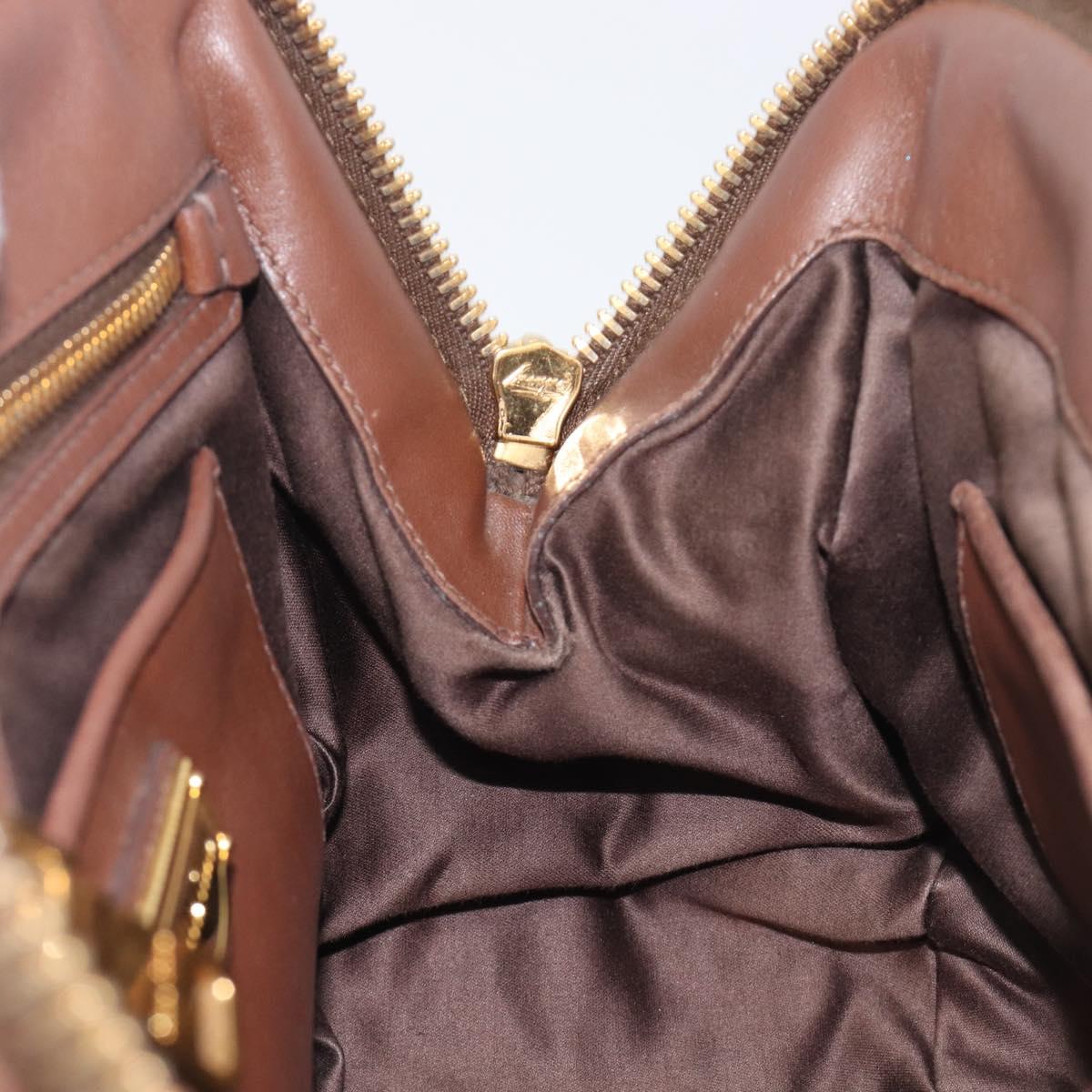 Miu Miu Matelasse Hand Bag Leather Brown Gold Auth 212449M