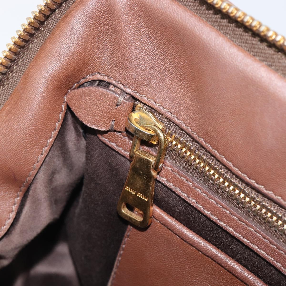 Miu Miu Matelasse Hand Bag Leather Brown Gold Auth 212449M