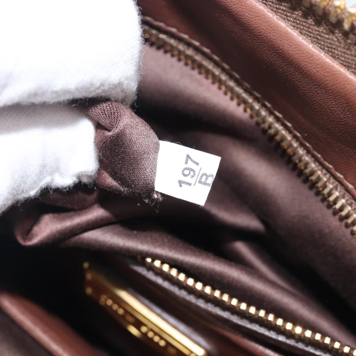 Miu Miu Matelasse Hand Bag Leather Brown Gold Auth 212449M