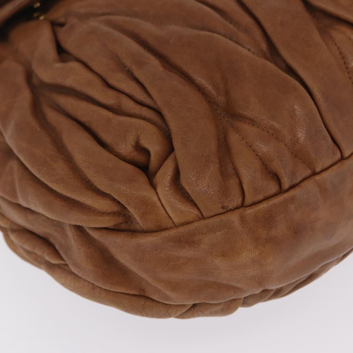 Miu Miu Hand Bag Leather Brown Gold Auth 212451
